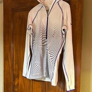 Nike White and Blue Patterned Hoodie